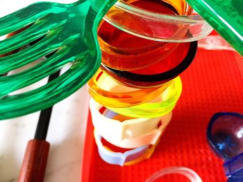 High angle view of multi colored candies
