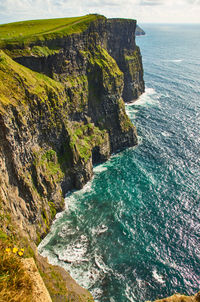 High angle view of rocks by sea