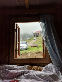 Landscape seen through home window