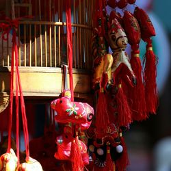 Red lanterns in temple