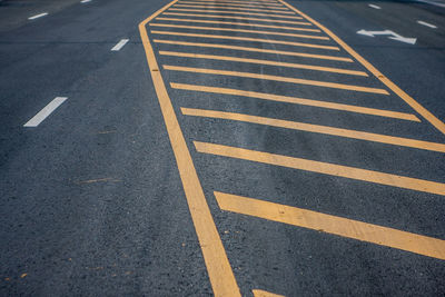 High angle view of markings on road