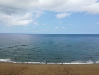 Scenic view of sea against cloudy sky