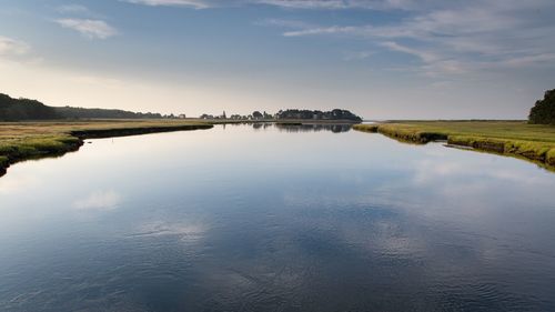 Scenic view of lake against sky