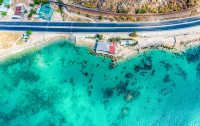 High angle view of swimming pool in sea