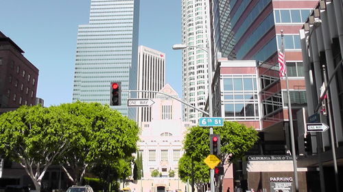 Low angle view of skyscrapers in city