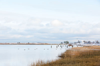 Scenic view of lake against sky