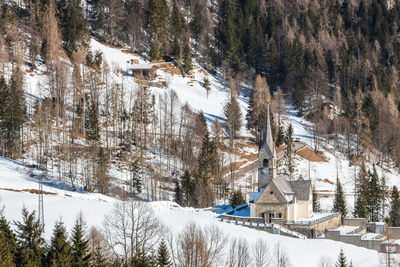 Winter magic. the ancient wooden houses of sauris di sopra. italy