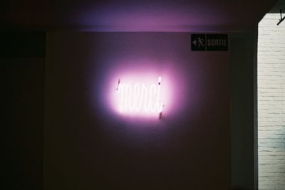 View of illuminated wall