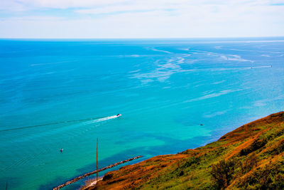 High angle view of sea against sky