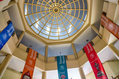 Low angle view of skylight in building