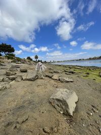 Rock formations on land against sky