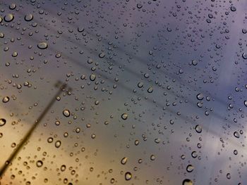 Full frame shot of raindrops on window