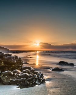 Scenic view of sea at sunset