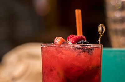 Close-up of drink on glass