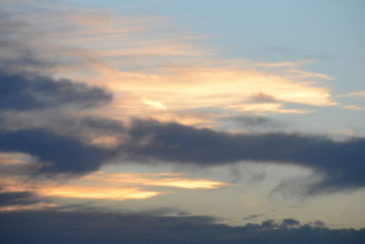 Low angle view of cloudy sky during sunset