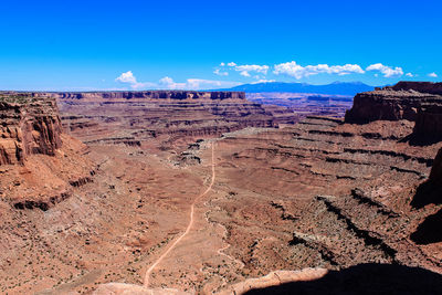 Panoramic view of landscape against blue sky