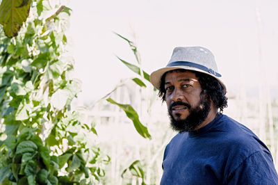 Portrait of african-american in the orchard