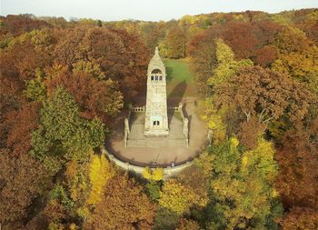 High angle view of berger memorial amidst trees