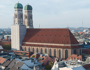 High angle view of buildings in city