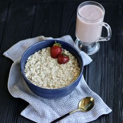 High angle view of breakfast served on table