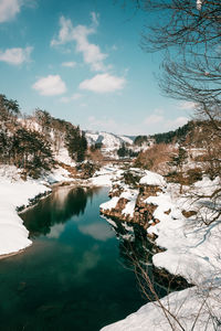 Scenic view of lake against sky