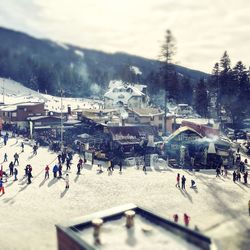 People at town square during winter