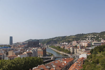 High angle shot of cityscape