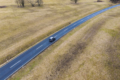 High angle view of car on road