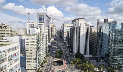 Panoramic view of city buildings against sky