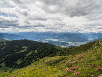 Scenic view of mountains against sky