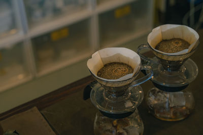 Close-up of coffee on table