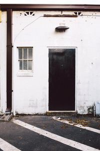 Closed door of building