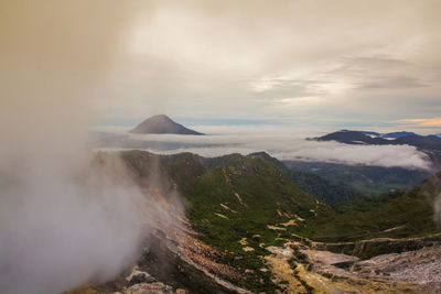 Scenic view of mountain range against sky