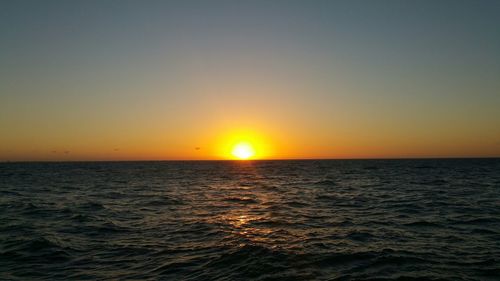 Scenic view of sea at sunset