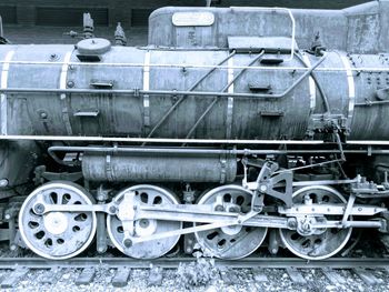 Close-up of train on railroad track