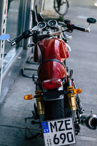 Close-up of bicycle on road