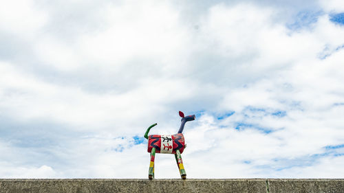 Rear view of person standing against sky