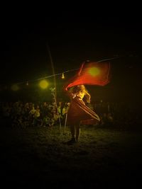 Illuminated lights at night