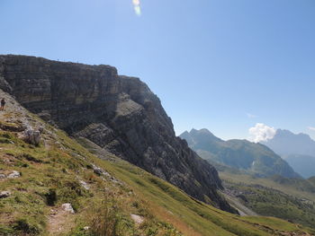 Scenic view of mountains against clear sky