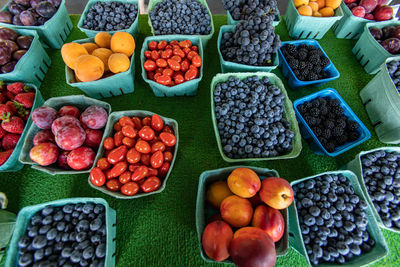 High angle view of fruits for sale in market