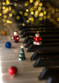 High angle view of christmas decoration on table