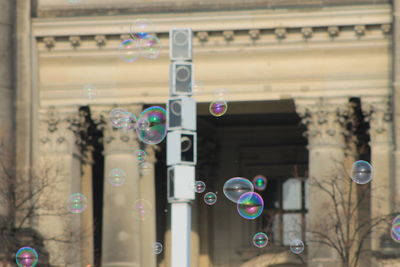 View of bubbles against building