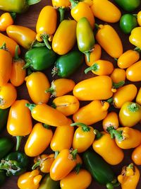 Full frame shot of yellow bell peppers for sale