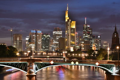 View of illuminated city at night