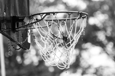 Low angle view of basketball hoop against sky