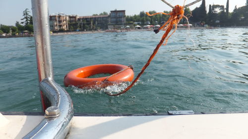Close-up of rope in water