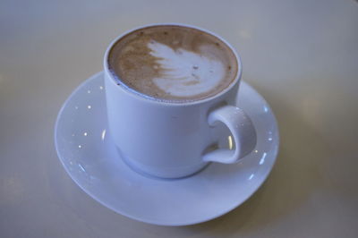 High angle view of coffee in cup