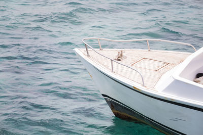 High angle view of boat moored in sea