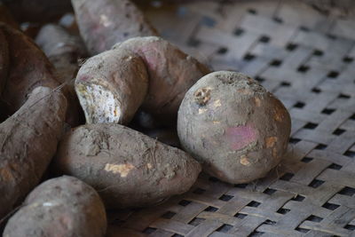 High angle view of pebbles on table