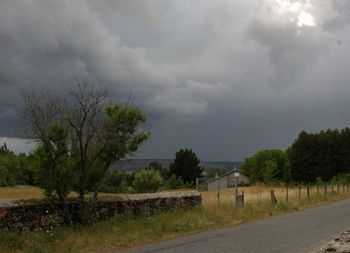 Scenic view of landscape against cloudy sky